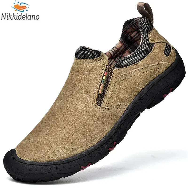 

Outdoor Non slip Hiking Sneakers Leather Men's Shoes Breathable Casual Shoes Fashion Flats Boat Shoes Men Loafers Large Size 48