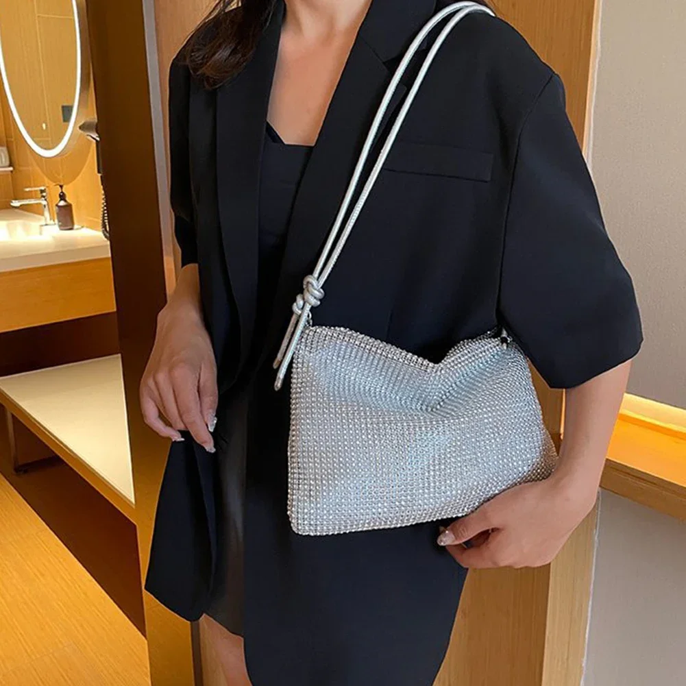 Роскошный клатч для женщин блестящая сумка на плечо со стразами шикарная Женская