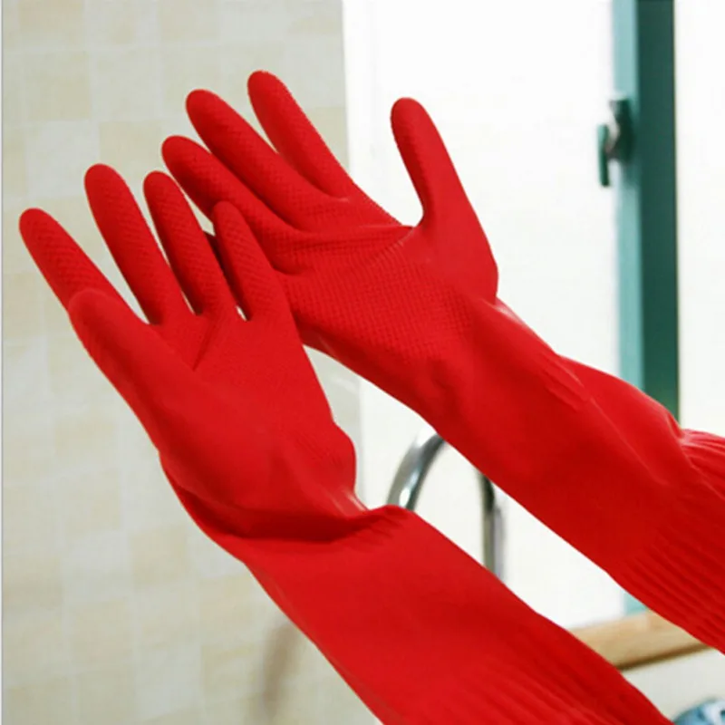 

Silicone Rubber Dish Washing Glove Lengthen Dishwashing Cleaning Gloves for Household Scrubber Kitchen Clean Tool