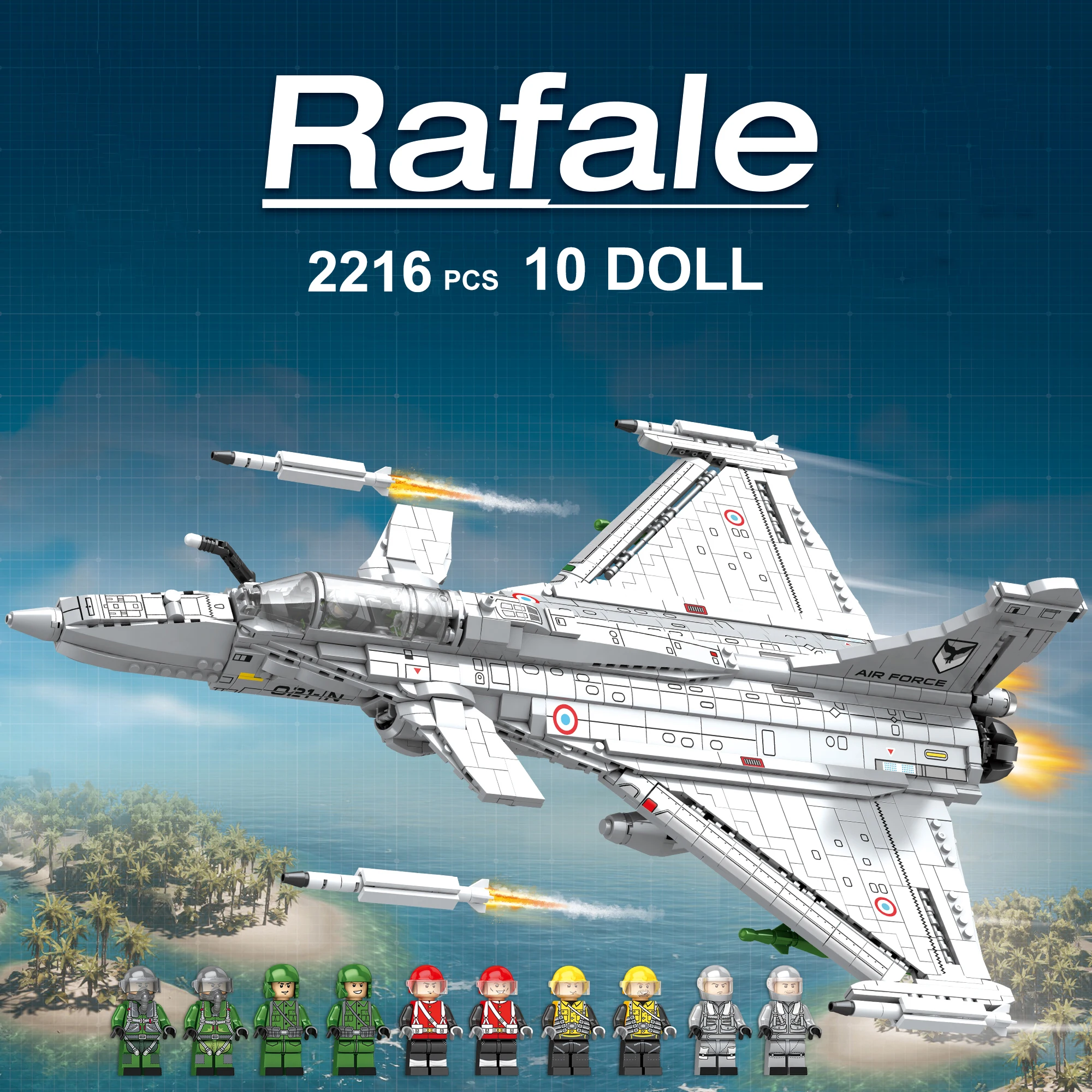 

WW2 Airplane Military Weapon Building Blocks Gulf War France Dassault Rafale Fighter Jets Kits Figures Bricks Kids Aircraft Toys