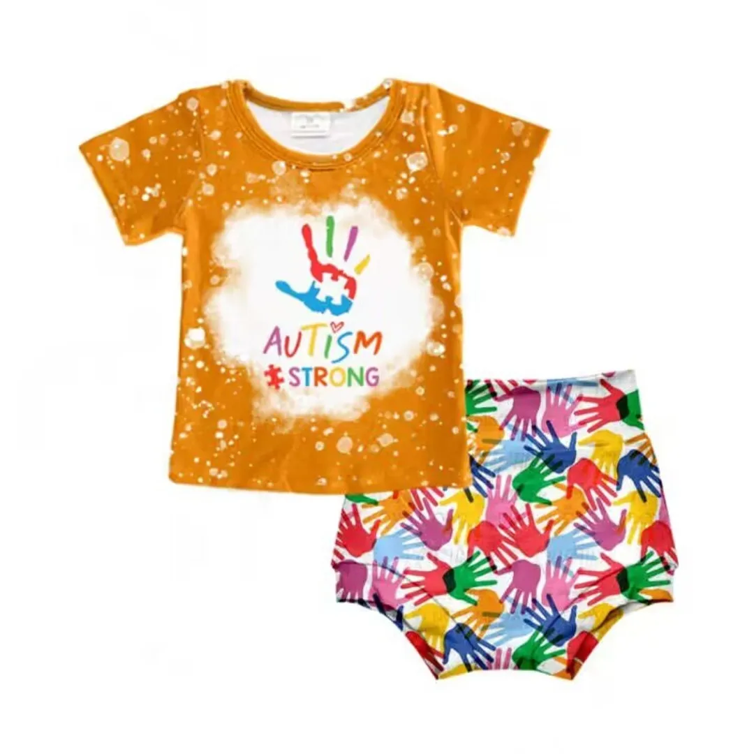

AIDS Awareness Collection Summer Boutique Boys Girls Clothing Orange Short Sleeve Top Brief Set
