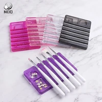 1 pcs professional acrylic crystal 5 colors nail art brush holder for nails uv gel pen display stand manicure tools