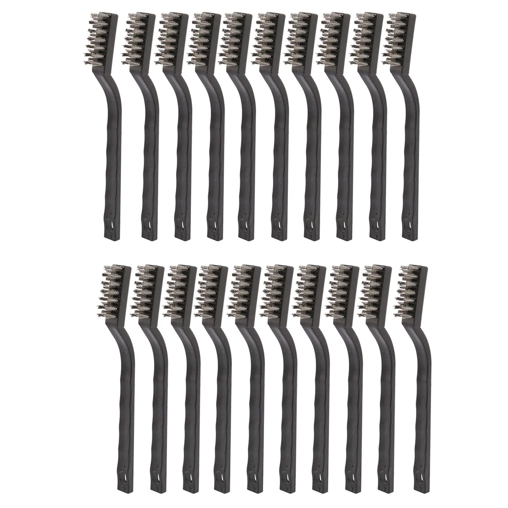 

20 Pieces Mini Handle Stainless Steel Wire Bristles Brush Set for Cleaning Welding Slag, Stain and Rust (Silvery)