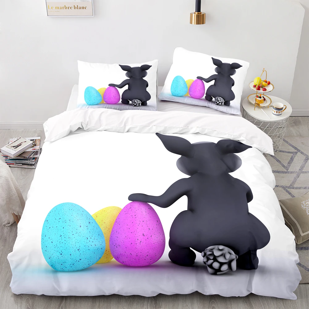 

Bunny Eggs Duvet Cover Kids Children Bedding Set Ultra Soft Set 220x240 with Pillowcase for King Queen Double Size Home Textile