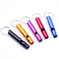 100 pcslot mini aluminum alloy whistle keyring keychain for outdoor emergency survival safety sport camping hunting