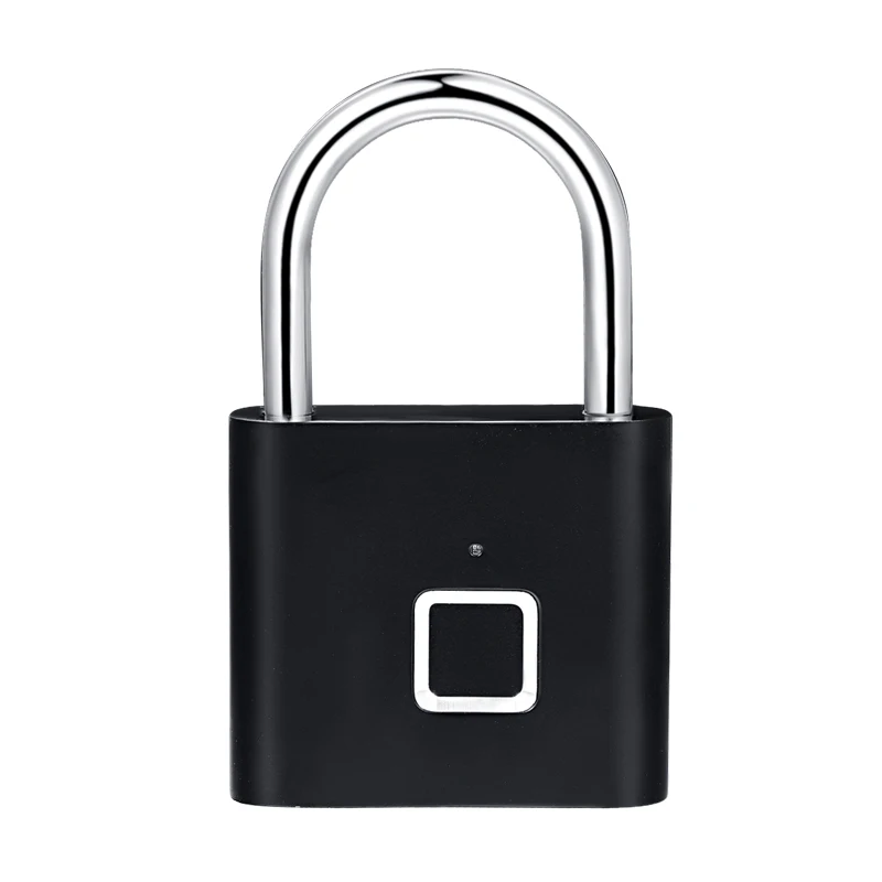 

Black Silver Fingerprint Smart Lock Padlock Thumbprint Door Padlocks Portable Anti-Theft for Bag Drawer Suitcase for Security