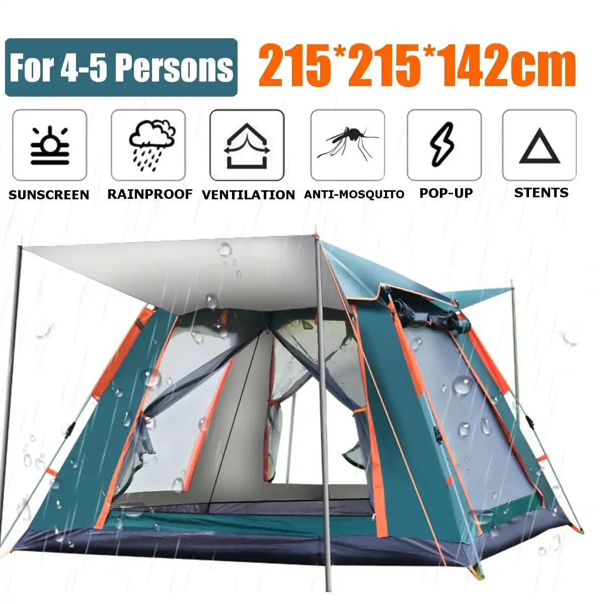 5-6 Person Outdoor Automatic Tent Family Tent Picnic Traveling Camping Tent Outdoor Rainproof Windproof Tent Sun Tarp Shelter