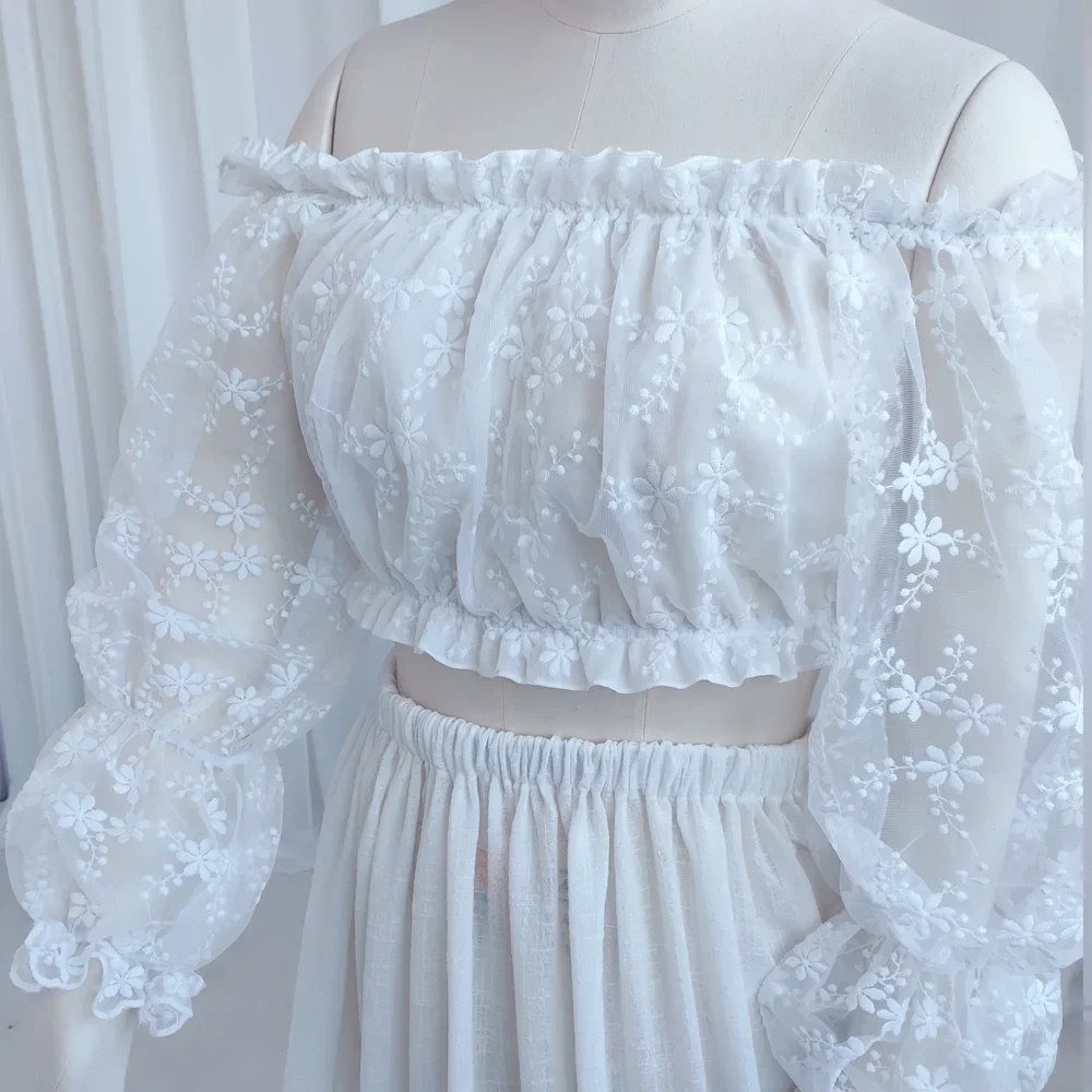 Богемная одежда для беременных - кружевное короткое льняное хлопковое платье на