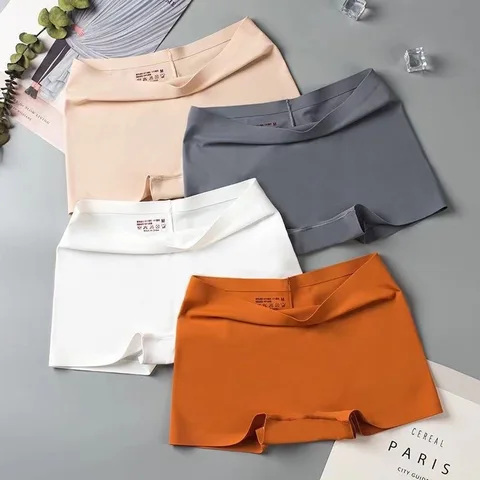 Sexy Women Ice Silk Boxers Underwear Seamless Female Comfortable Shorts Mid Rise Lady Soft Lingerie Sexy Shorts Panty