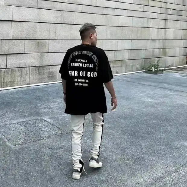 

Summer New Fashion Brand Essentials Men's And Women's Double-Line Round Neck Short-Sleeved Cotton Printed T-Shirt 910#