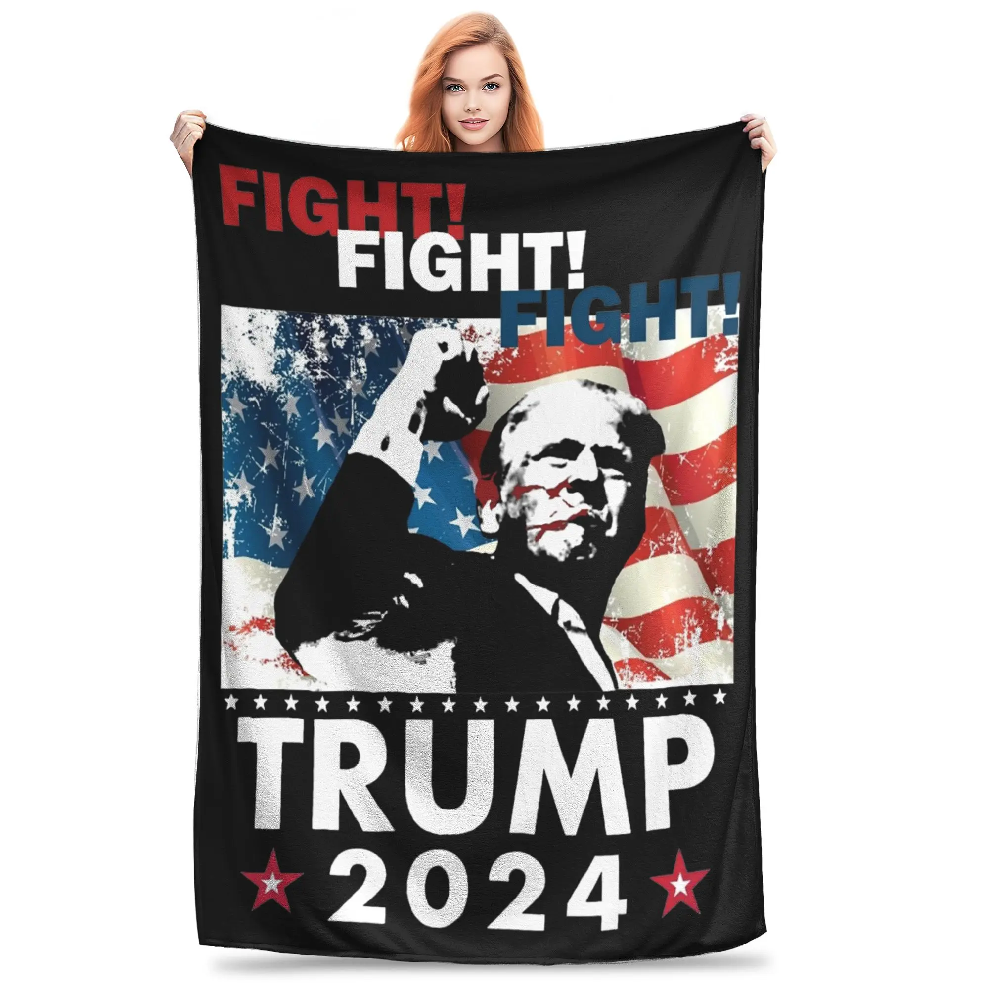 Накидка с изображением Трампа 2024 одеяло разных размеров супермягкое и теплое