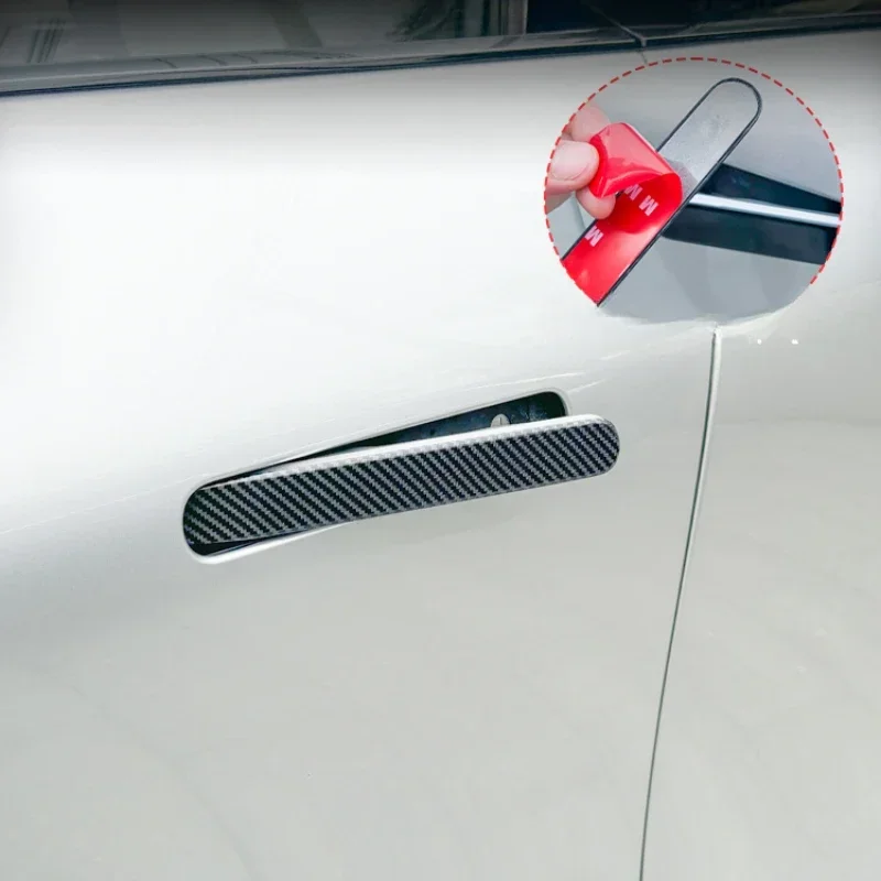 Для Xpeng G6 углеродное волокно наклейка на дверную ручку яркая черная ручка защита