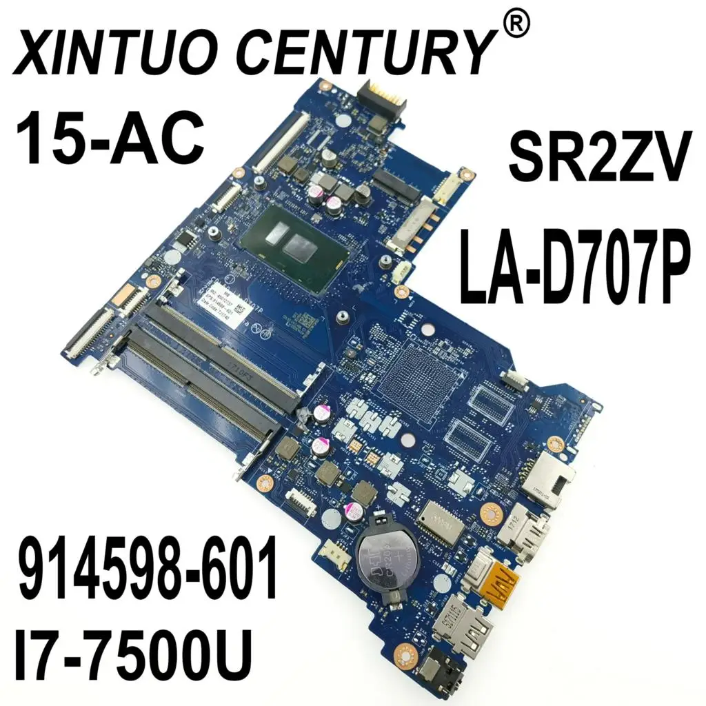 

914598-001 914598-501 914598-601 For HP Pavilion 15-AY 15-AC Laptop Motherboard CDL50 LA-D707P SR2ZV I7-7500U DDR4 100% Tested