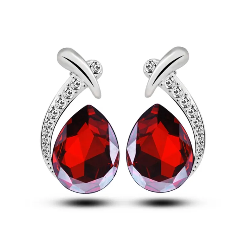 Женские серьги-гвоздики с кристаллами в виде листьев и перьев | Украшения