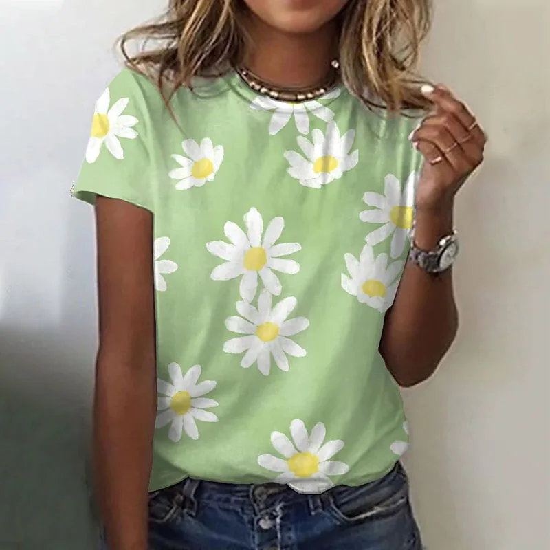 Женская футболка с 3D-принтом подсолнуха винтажная одежда цветочным принтом