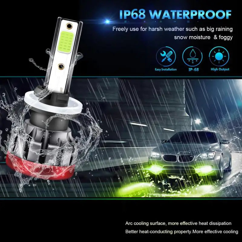 

Multiple Interfaces 1Pair LED Headlight Conversion Kit DOB Bulb 120W 26000LM Lemon Light High Power Car Headlamp