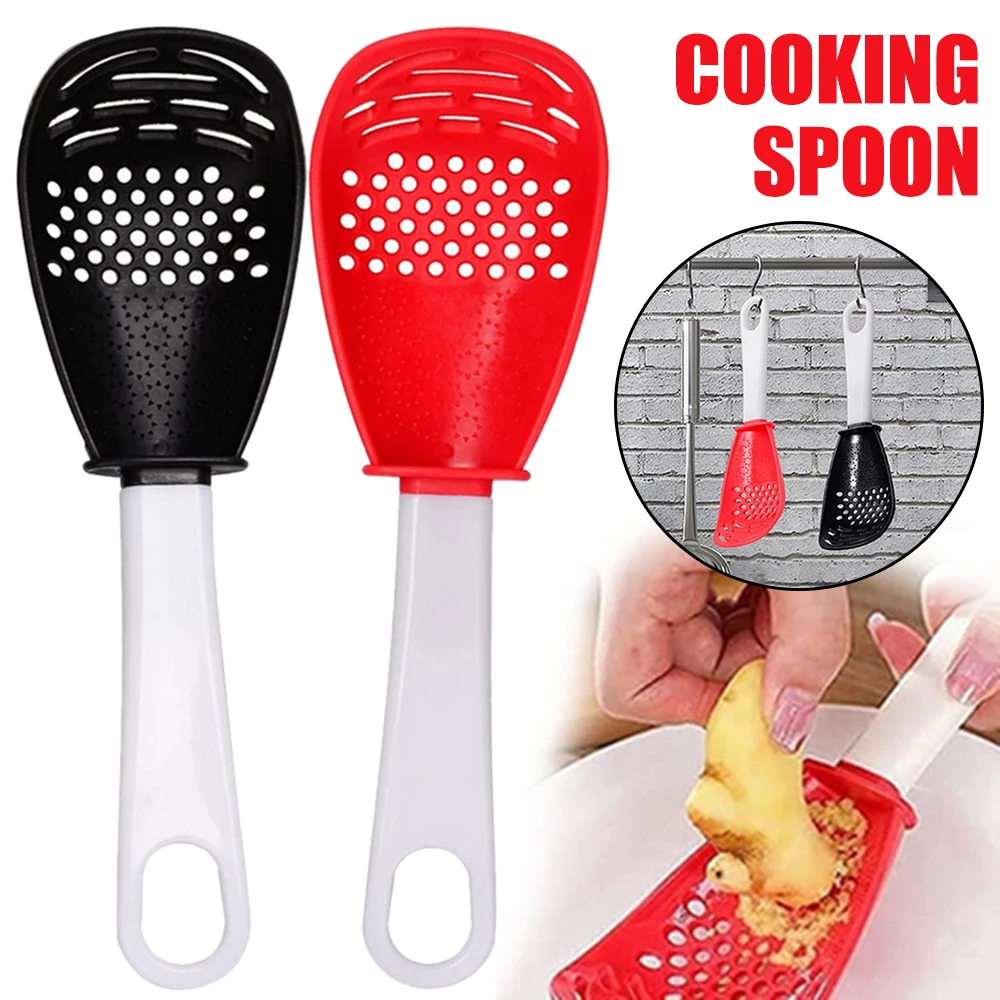 

Multifunctional Cooking Spoon Kitchen Strainer Scoop To Cut Garlic Hanging Hole Innovative Potato Garlic Press Kitchen Accessory