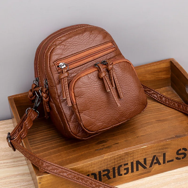

Women's Bags Quality Luxury Messenger Bags Soft Leather Shoulder Bags Retro Fashion Multi-layer Large-capacity Mobile Phone Bags