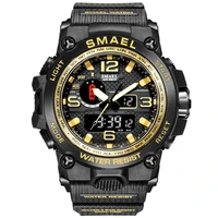 smael men sports watch 50m waterproof shockproof clock alarm dual display luminous quartz wristwatch sport new mens