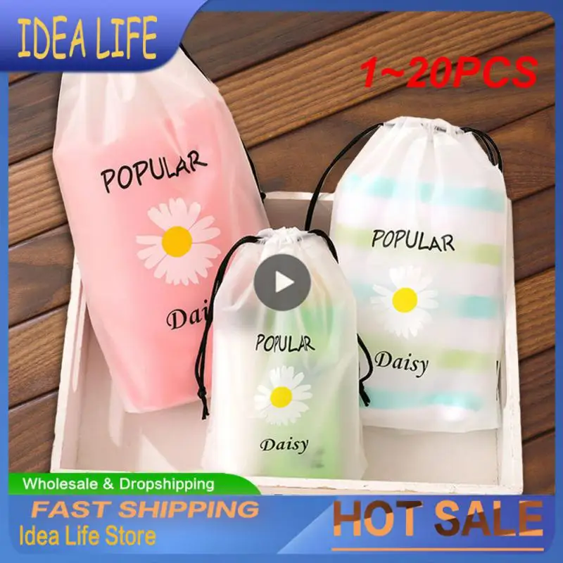 

Портативный органайзер для хранения обуви, дорожная сумка для хранения, водонепроницаемый прозрачный пластиковый сумка для хранения с завязкой Eco Bag, 1 ~ 20 шт.