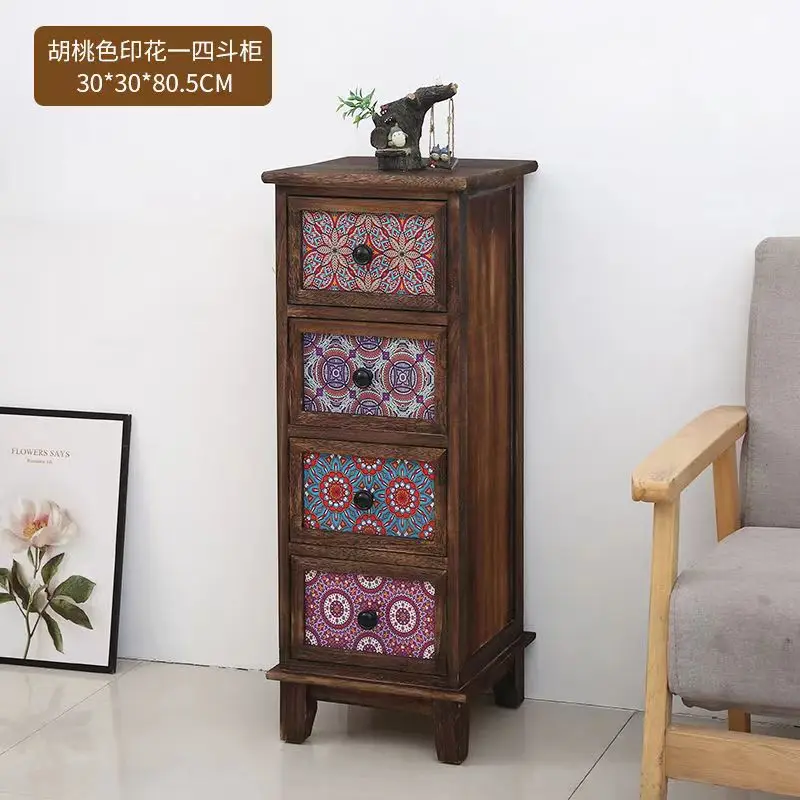 Утолщенный стол мини-шкаф в стиле ретро узкий шкаф с выдвижными полками простой