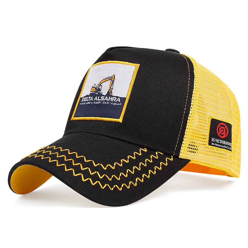 

Excavator Baseball Cap Men Summer Breathable Mesh Cap Men Adjustable Cotton Snapback Hats For Men Women Casual Trucker Hat Funny