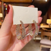 bohemian hoop earrings for women stainless steel crystal earrings 2021 trend jewerly wedding band jewerly gift brincos feminino