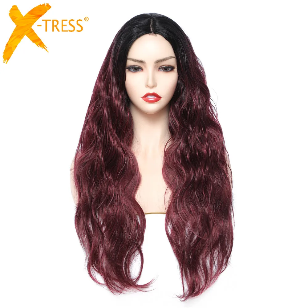 

Парик женский из X-TRESS, красный, на сетке, с эффектом деграде, мягкий, без клея, для косплея
