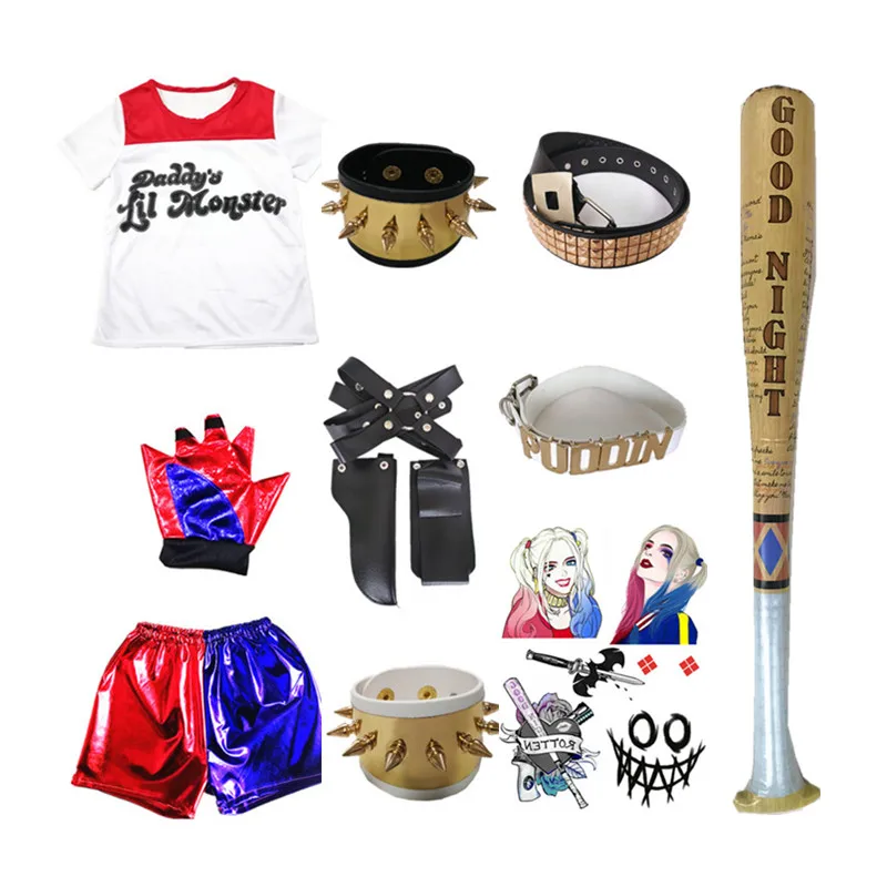 Наручные тату-наклейки футболки бейсбольная бита самоубийца Харли костюмы для