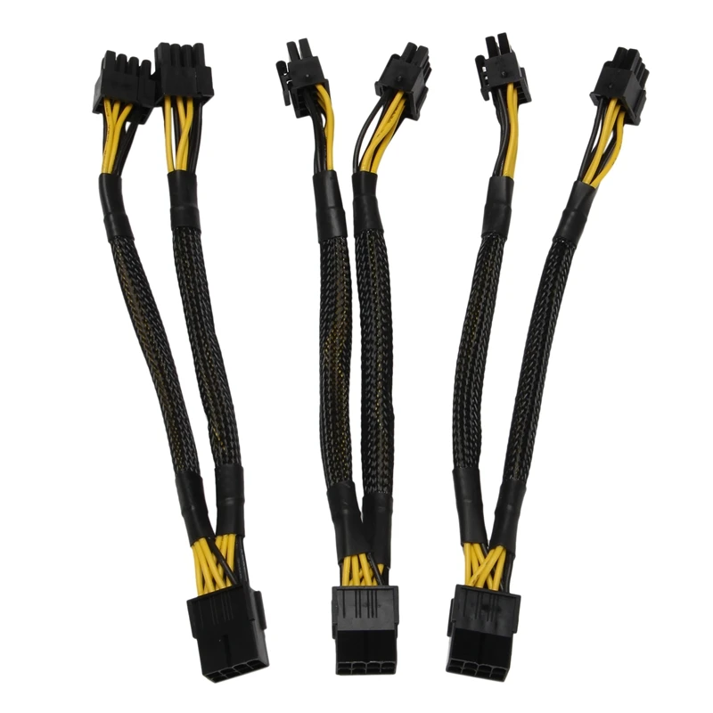 

3Pack GPU VGA PCI-E 8 Pin Female To Dual 8(6+2) Pin Male PCI Express Adapter Braided Sleeved Splitter Power Cable 8 Inch