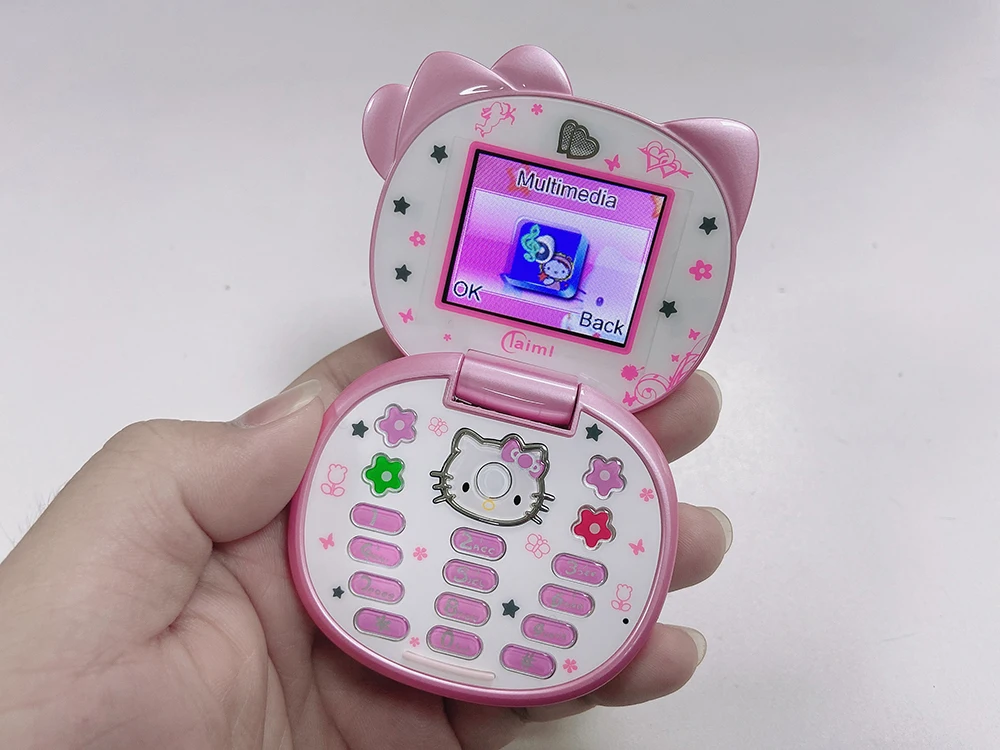 Cute Mini Girl Mobile Phone Quad Band Flip Cartoon Kids Children Dual Sim 2G GSM Keyboard Botton Unlocked CellPhone