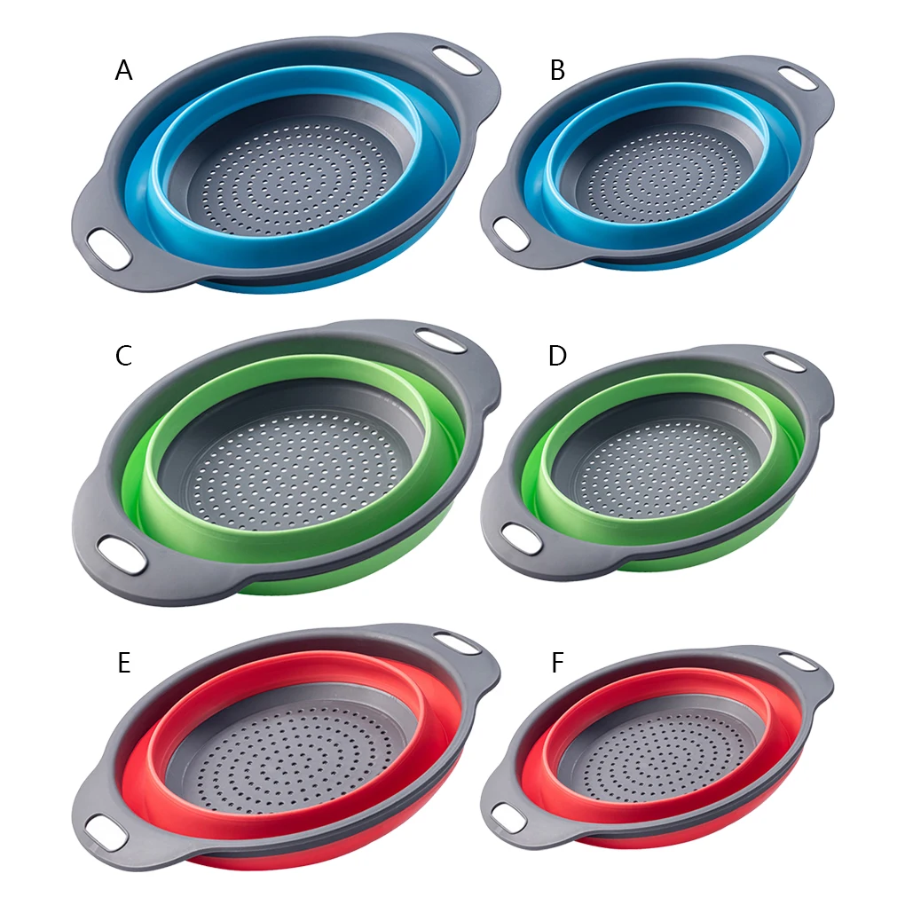 

Сливная корзина с ручкой, складной дуршлаг, сетка для хранения фруктов и овощей, домашний большой Органайзер синего цвета