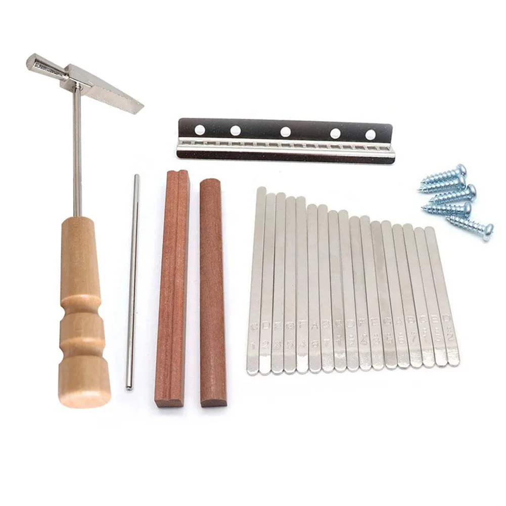 17 Keys Kalimba DIY Replacement Parts With Keys Bridge Tuning Hammer Thumb Finger Piano Accessories Kit Musical Parts