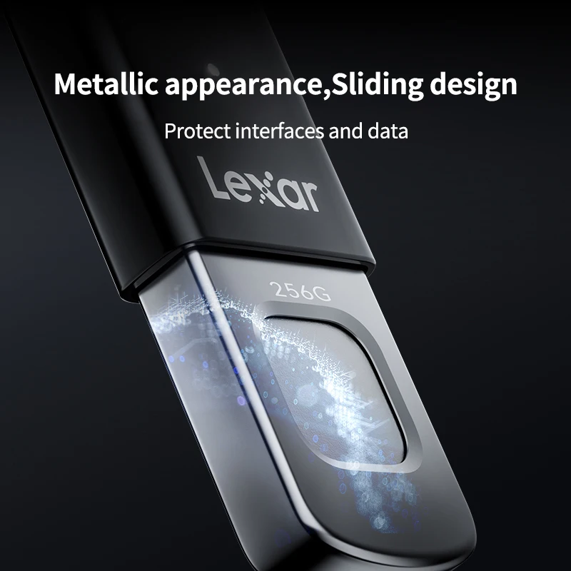 Фото Флеш-накопитель Lexar JumpDrive F35 PRO с функцией распознавания отпечатков пальцев, USB 3.2 Gen1, скорость 400 МБ/с, безопасное шифрование, 64 ГБ, 128 ГБ, 256 ГБ, портативный, для ПК и ноутбуков №5