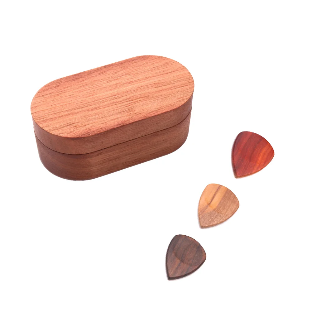 

Box Stringed Music Instrument Plectrum Case Delicate Wooden Guitar Pick Set Travel Bass Gift Accessories With Storage Holder