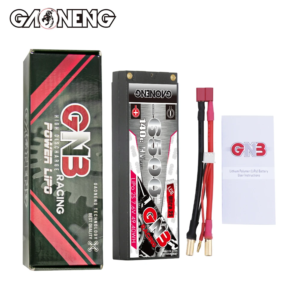 Gaoneng GNB 6500mAh 2S1P 7 6 V 140C Hardcase LCG Ultra 2S 5 0mm Bullet Through HV LiPo Battery XT60 For 1/10 RC Racing Car |