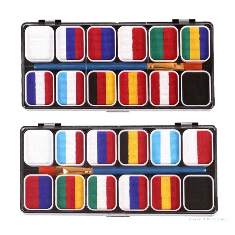 

M17F многоцветный набор для рисования лица Палитра раздельного торта с кисточкой футбольный макияж подарок