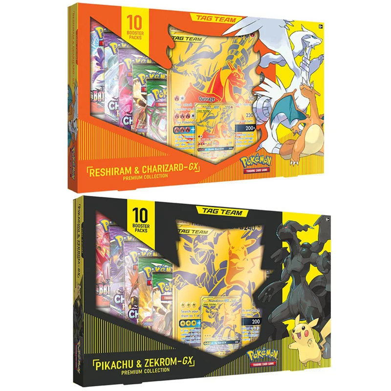 

Pokemon Anime Figures Bronzing Flash Cards Zekrom＆Reshiram English Version Collectible Cards Toys Birthday Gifts for Children