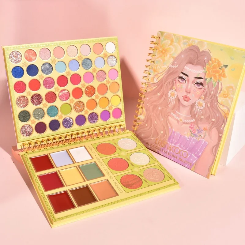 

Большая матовая палитра теней для век 63 Цвета перламутровые мерцающие водостойкие Румяна хайлайтер Косметика для макияжа