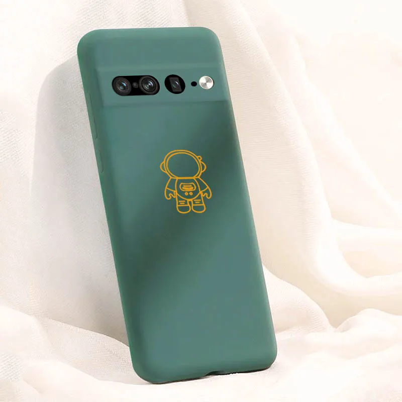 

For Google Pixel 7 Pro Pixel 6A Case Lanyard Cartoon Astronaut Golden Liquid Silicone Case Pixel 7 Pixel 7Pro Goo Gle Pixel7 Pro
