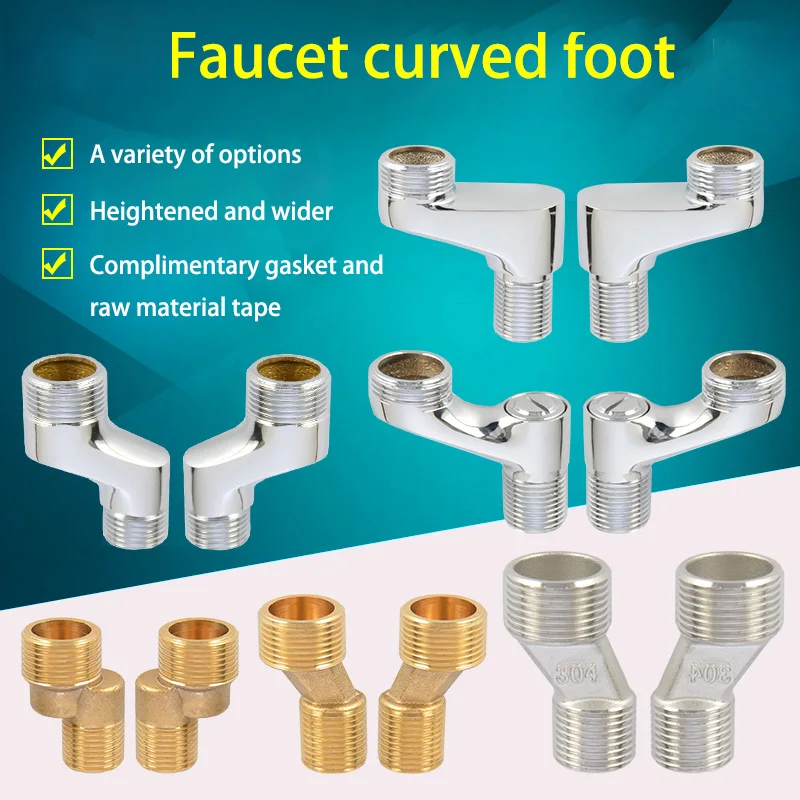 

1pcs Shower Faucet Curved Foot Fittings 12-Kinds Shower Room Pipe Bend Connector Bathroom Kitchen Angled Screw Foot Accessories