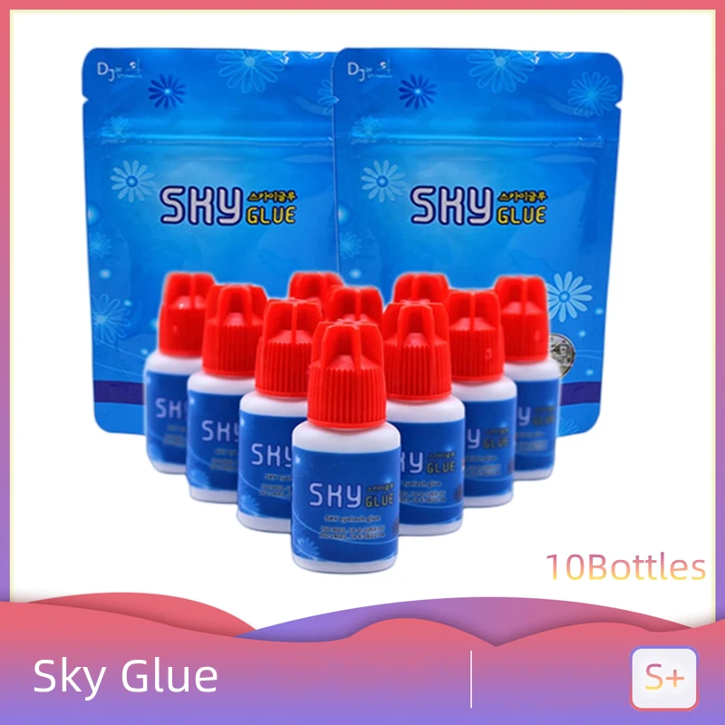 10 Bottles Sky S+ Glue For Eyelash Extension Black Glue 5ml Fast Strong 6-7 Weeks Lash Glue Low Smell Korea Original Wholesale