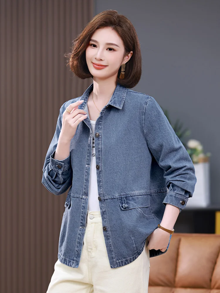 Джинсовое пальто женское весна-осень 2024 новинка свободная куртка больших