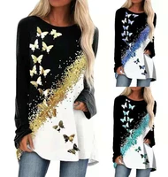 women tees female 2021 big large spring full long sleeve boho sexy casual tops femme butterfly ladies t shirts