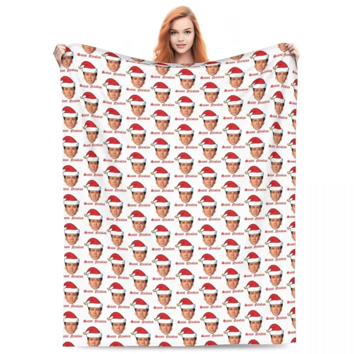 Рождественское фланелевое одеяло Николаса Кейджа качественное теплое мягкое Saint