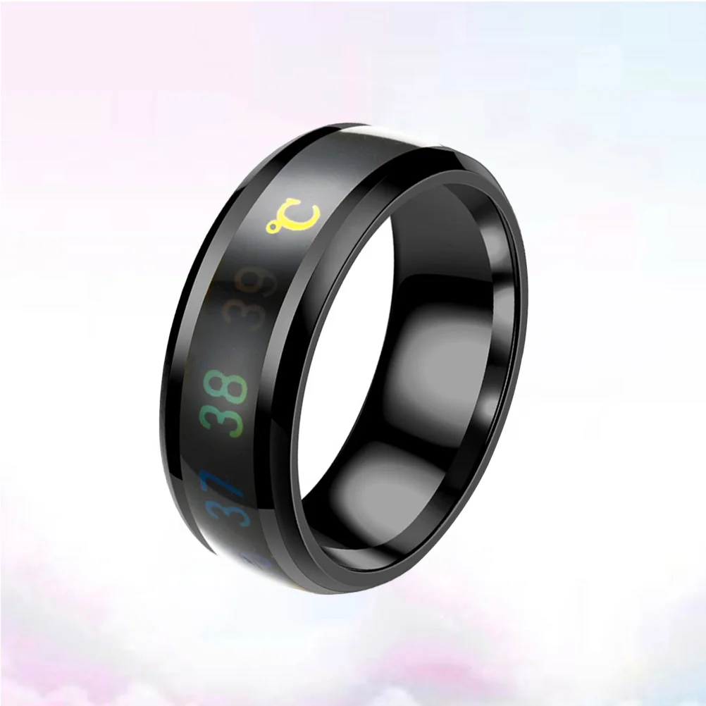 

1pc Smart Temperature Titanium Steel Ring Couple Number Color Change Ring Hand Jewelry Size No8