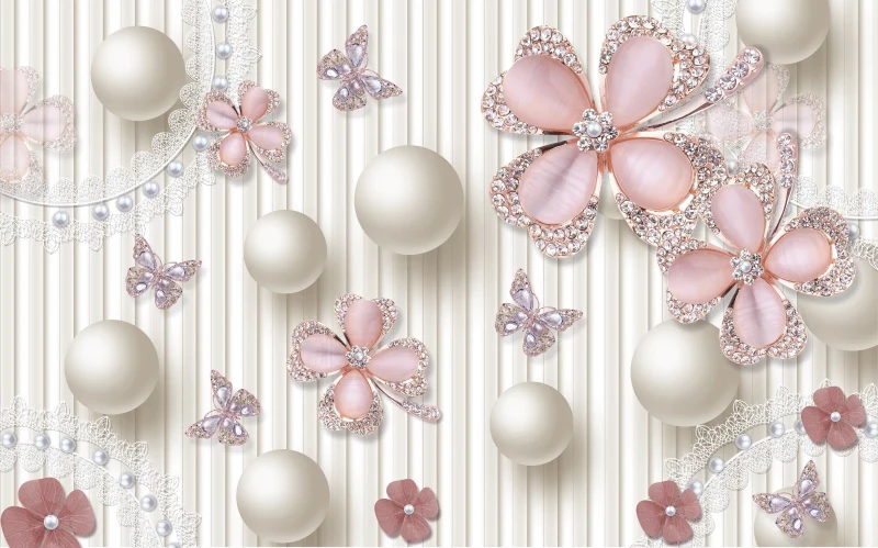 

Ювелирные обои с изображением лилии на заказ для гостиной, настенная живопись, цветы, светлый диван, ТВ фон, обои, украшение дома