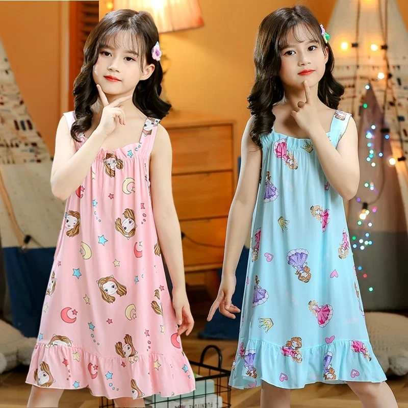 

Летняя ночная рубашка для девочек, мультяшная ночная рубашка, Пижама для сна для девочек, ночная рубашка, Детская ночная рубашка, детская одежда