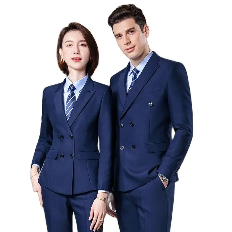 British style double breasted professional suit set high-end vest formal suit sales manager sales work suit