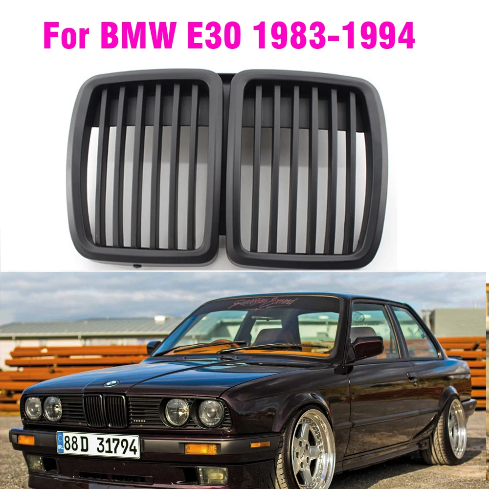 

Matte black Front Hood Kidney Grille For BMW 1983-1994 E30 FOR E30 325i 325is 325iX 325 325e 325es 318i 320i M3
